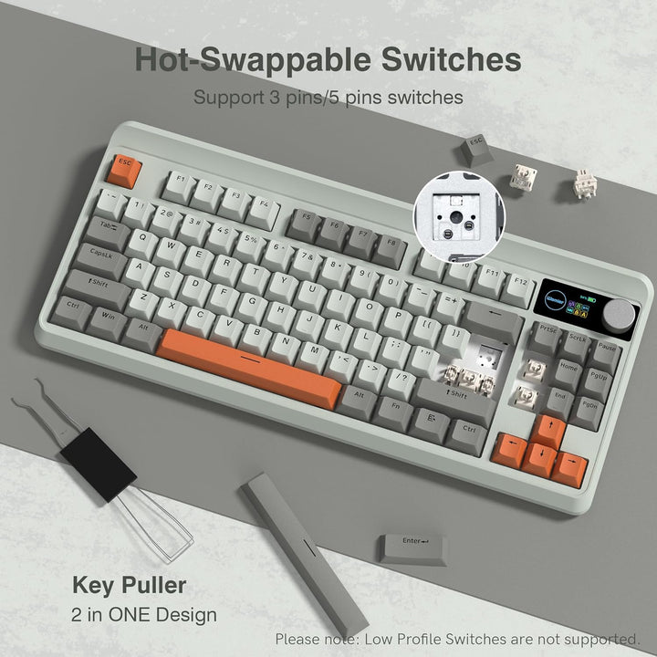 Womier M87 - Teclado mecánico 75% con pantalla inteligente TFT y pe...