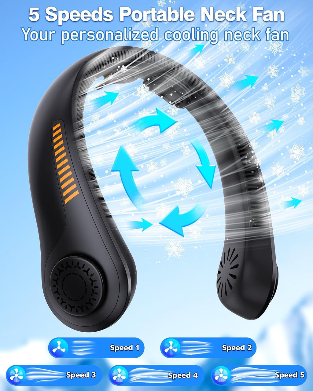 EYERZ Ventilador de Cuello Portátil - Ventilador Personal Recargabl...