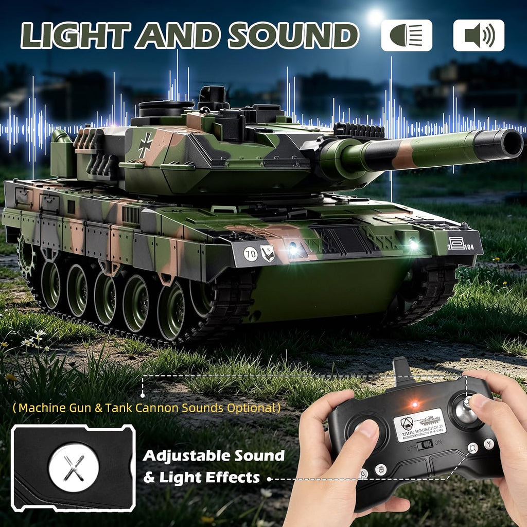 Set de tanque RC 1/22, juguete del ejército que dispara BBS con humo