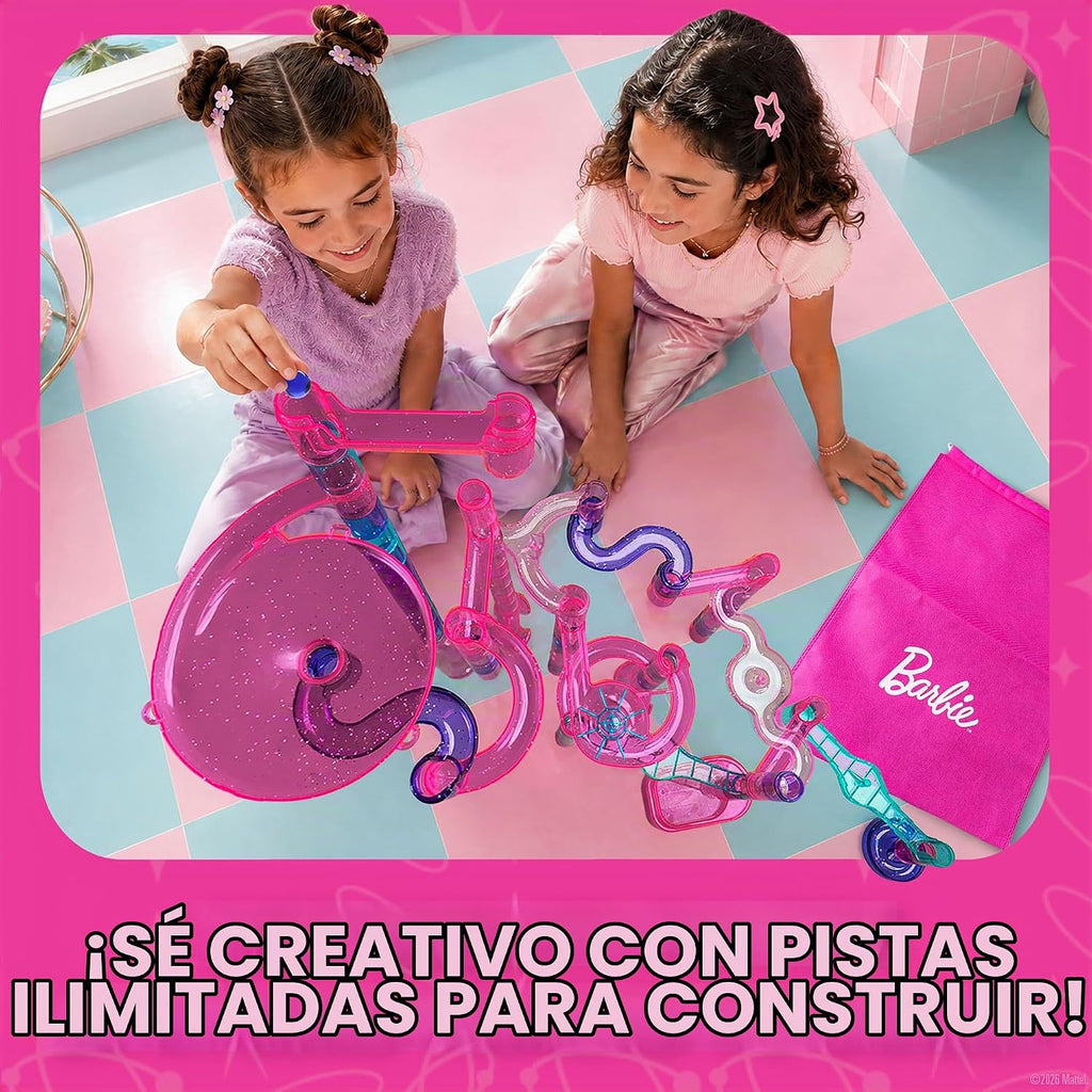 Barbie Sparkle Marble Run - Juego de construcción con 10 canicas para niños