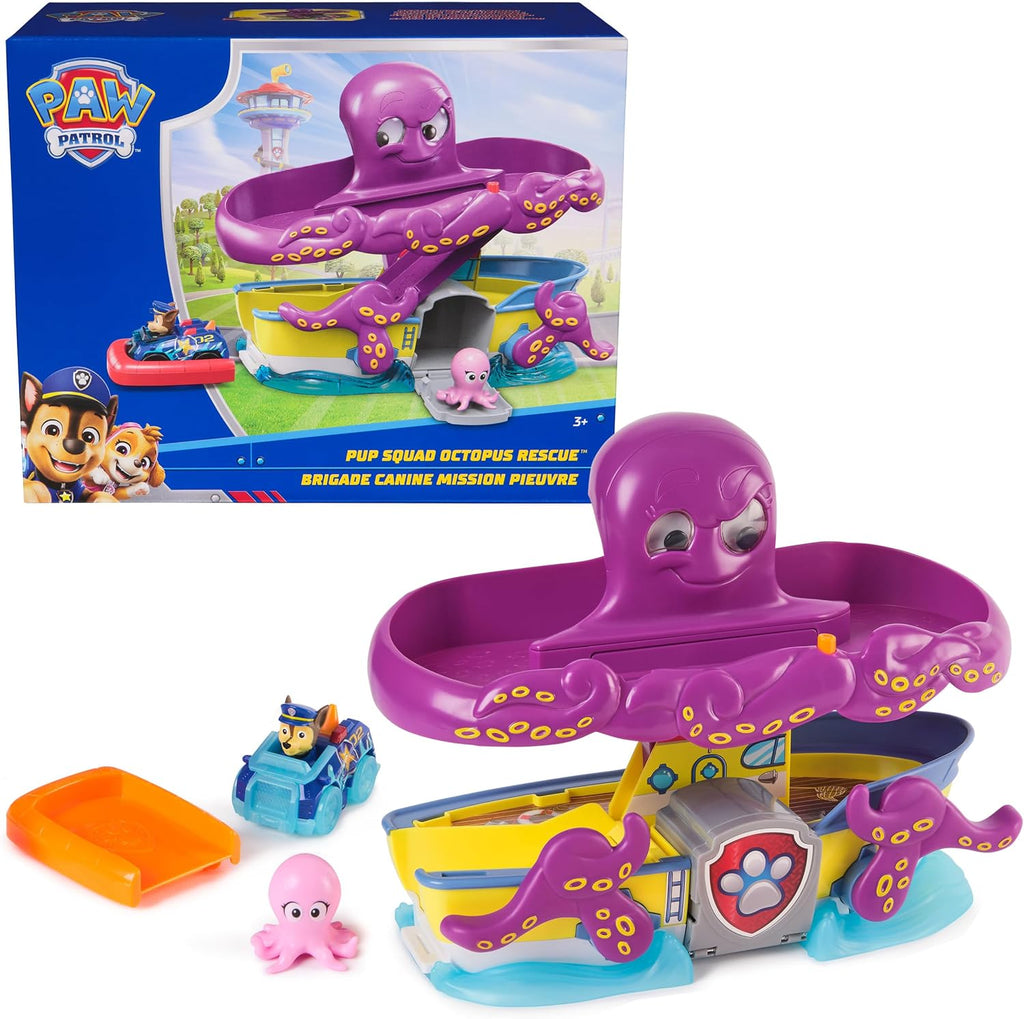 Set de juego PAW Patrol Pup Squad Pultopus Rescue con vehículo de juguete Chase
