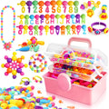 850 cuentas pop – Kit de fabricación de joyas para niñas de 3, 4, 5, 6, 7, 8 años, juguetes de artes y manualidades para niños, collar, pulsera, anillo, banda para el cabello, juego de broches de presión creatividad, regalos de cumpleaños para niños
