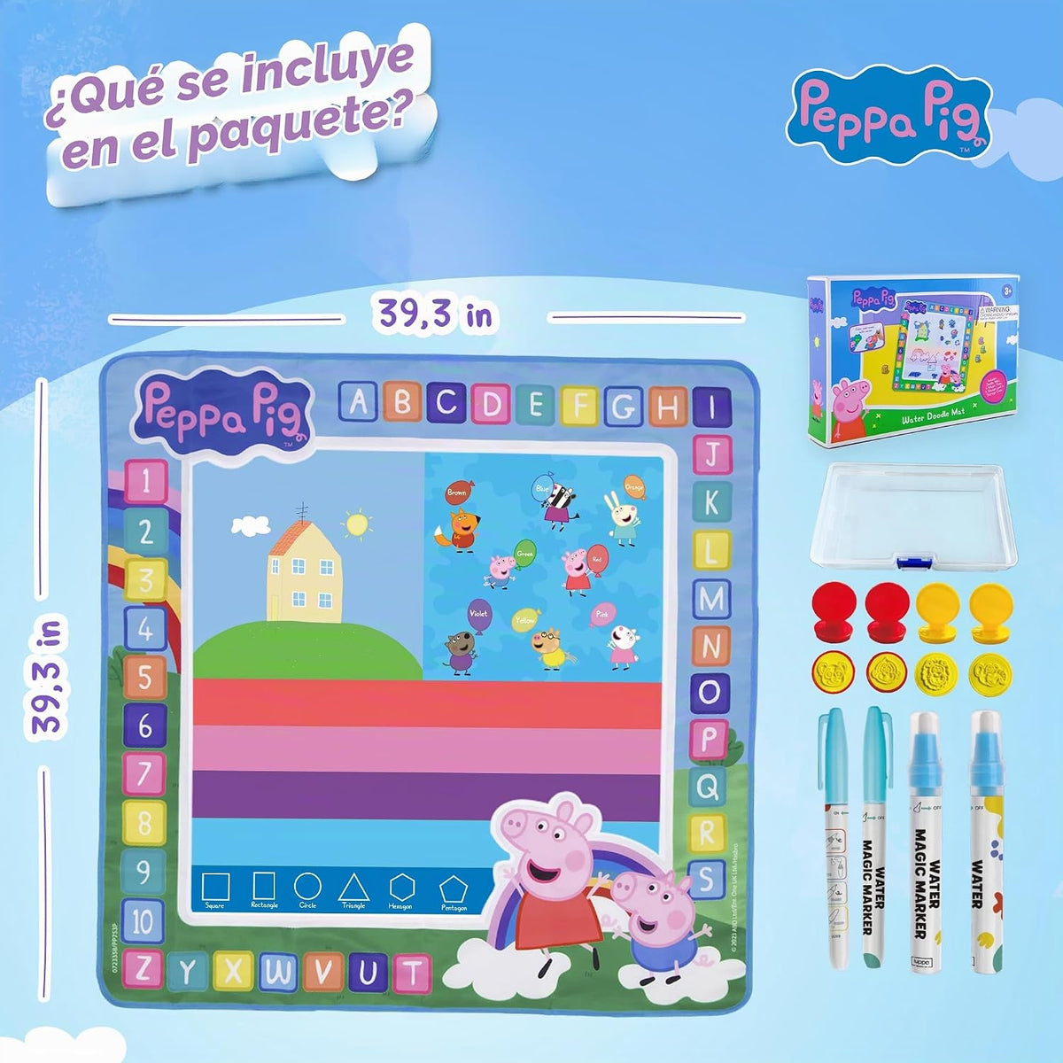 Juguetes para niños Tapete de garabatos con agua - Peppa Pig Tapete de pintura reutilizable para escribir y colorear, tablero de dibujo, juguetes educativos para niños de 3 años en adelante para niñas