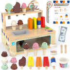 WOODMAM Juguete de madera plegable del helado, tienda de la comida del