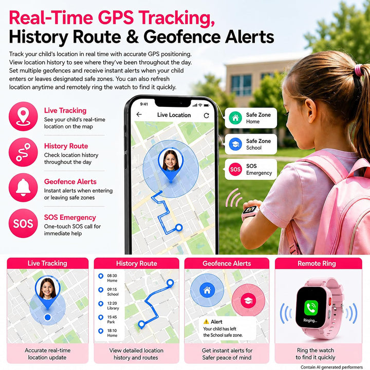 DXPICR Reloj inteligente 4G para niños con rastreador GPS, video y...