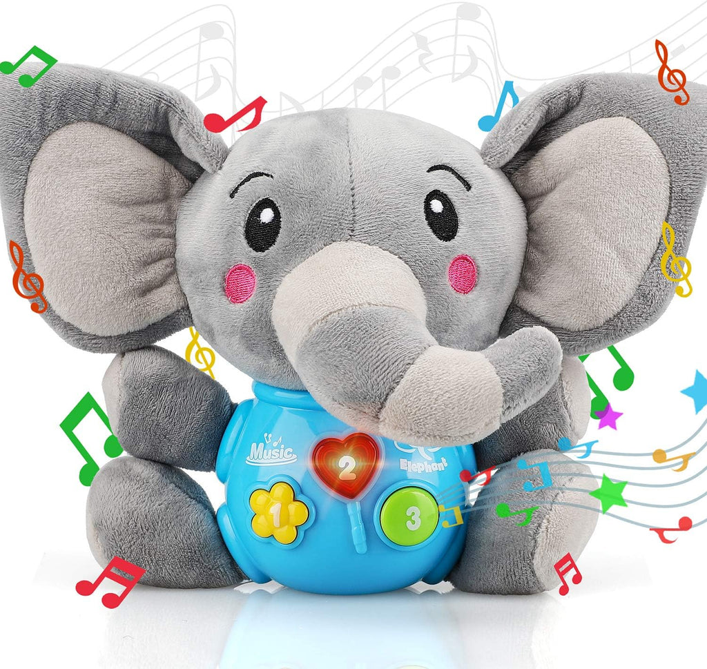 STEAM Life Peluche Musical Elefante con Luces, Bebés 0-36 Meses, Gris