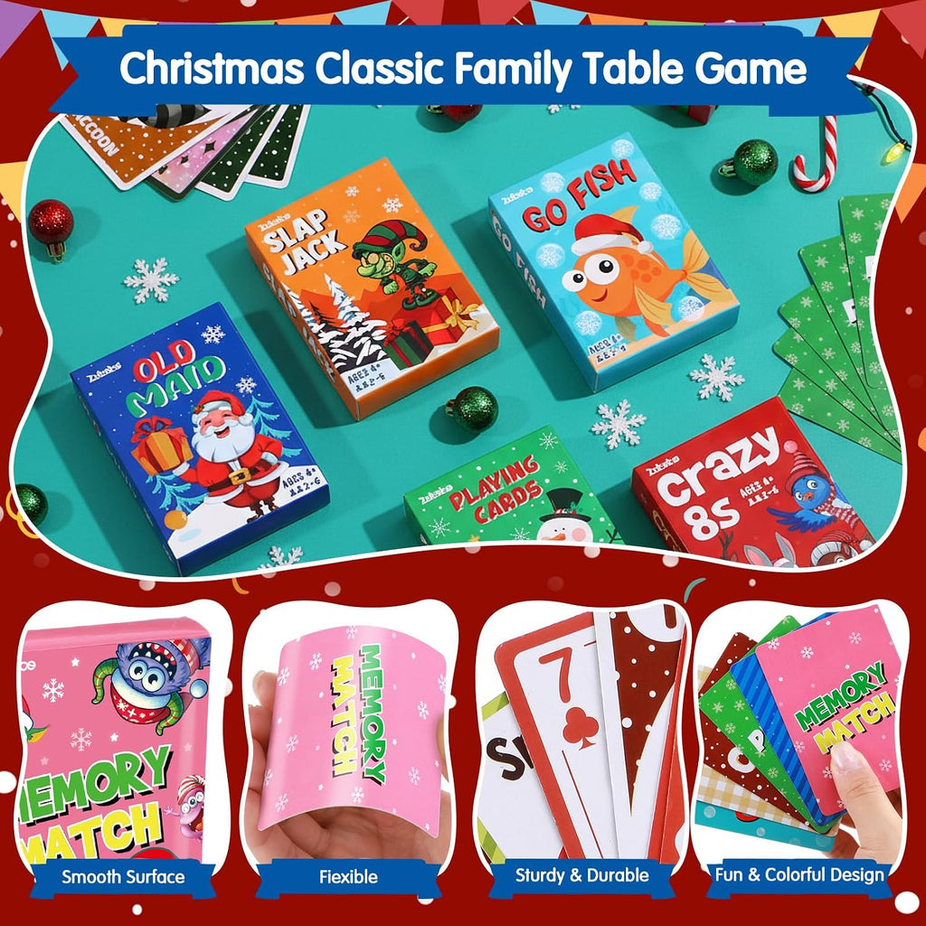 Zubebe 24 juegos de cartas de mazos a granel 6 en 1 clásico naipe, Navidad