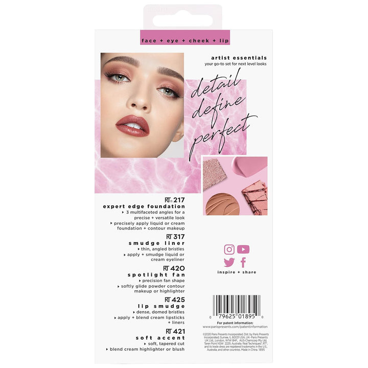 Real Techniques Artist Essentials - Juego de brochas de maquillaje,...