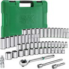 SK Juego de llaves de vaso de 3/8" con trinquete 216-P, SAE y métrico