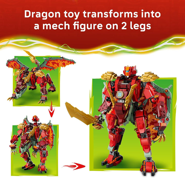 LEGO NINJAGO Robot Dragón Transformable de Wyldfyre 71868 | Juguete...