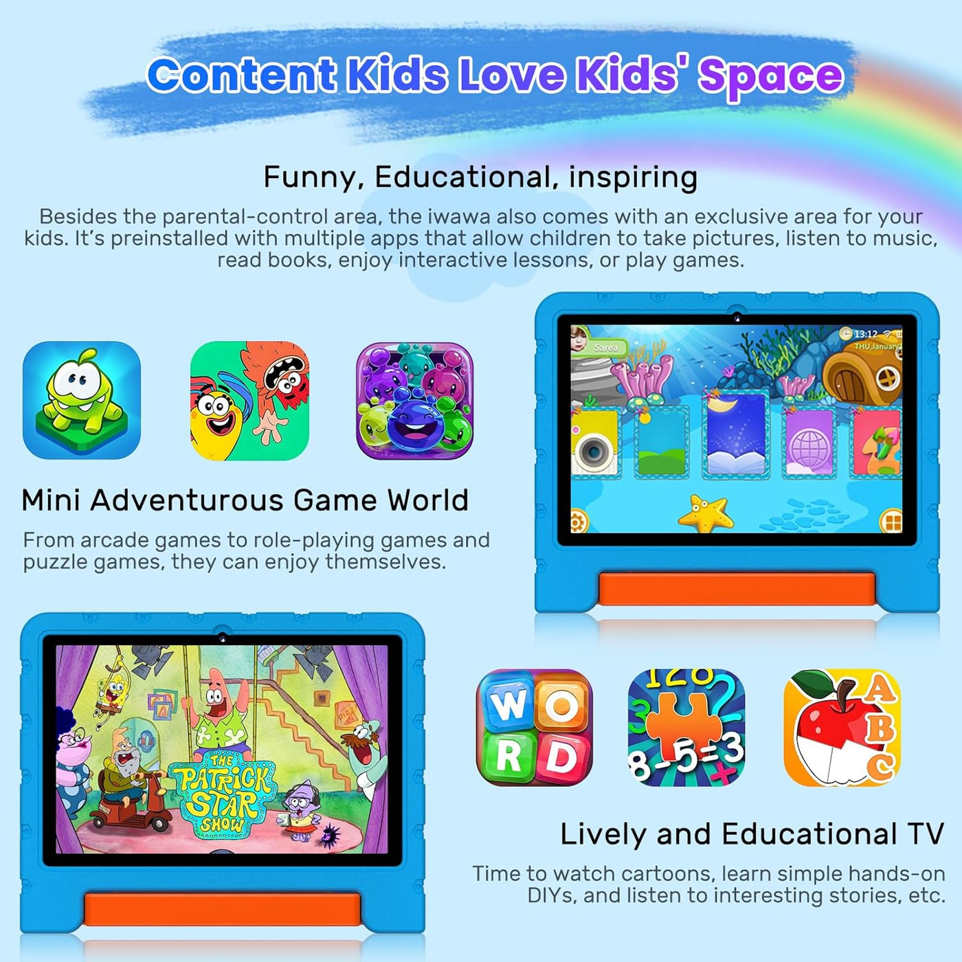 Tableta infantil 2025 con Android 15 de 10 pulgadas para niños Octa...