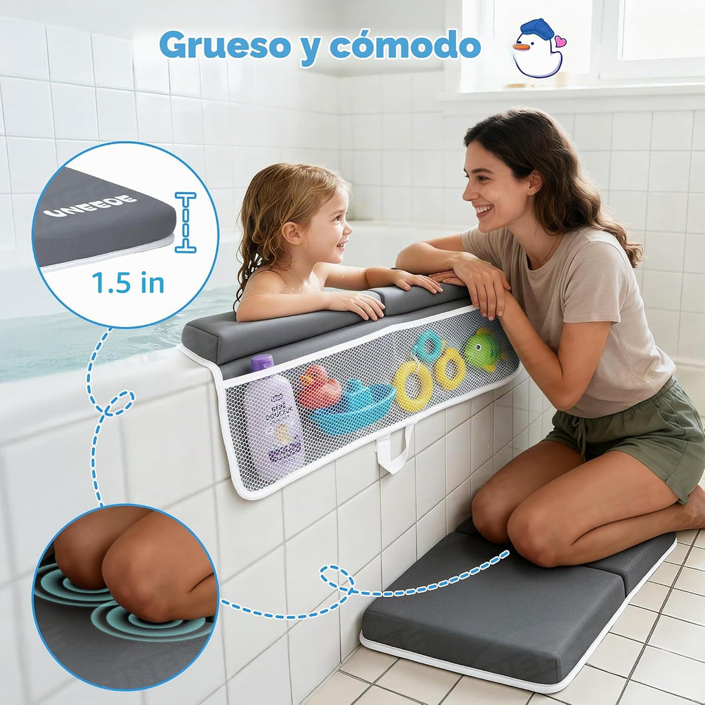 Juego de rodilleras y coderas de baño para bebé, tapete de baño de espuma viscoelástica de 1.5 pulgadas de grosor
