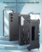 FNTCASE - Funda para Samsung Galaxy S24 FE con clip para cinturón y soporte, color negro