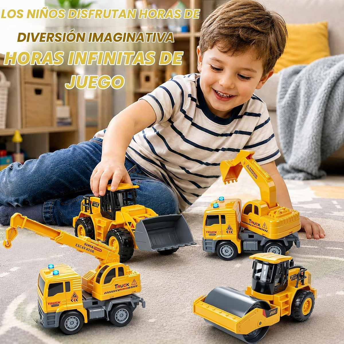 4 Piezas Vehículos de Construcción para Niños Niñas Toddlers 3-5