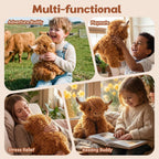 Highland Cow - Animales de peluche con peso, para microondas y con peso, peluche de vaca de las tierras altas para mayor comodidad, juguete de aroma a lavanda refrescante y calentable, lindo regalo para niños, niñas y adultos