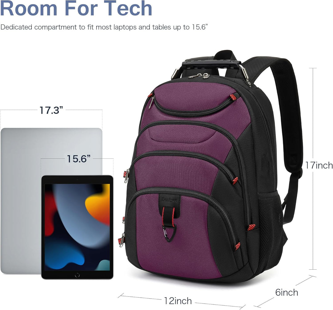 Mochila para laptop Boavan para hombre (Negro, 15.6 pulgadas), Viol...