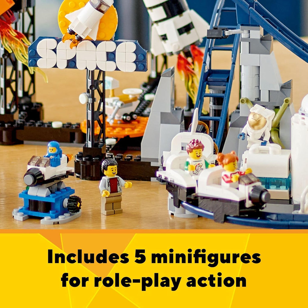 LEGO Creator 31142 - Juego de construcción de montaña rusa espacial 3 en 1 con montaña rusa, torre de caída, carrusel y 5 minifiguras, parque de diversiones reconstruible para niños de 9 años en