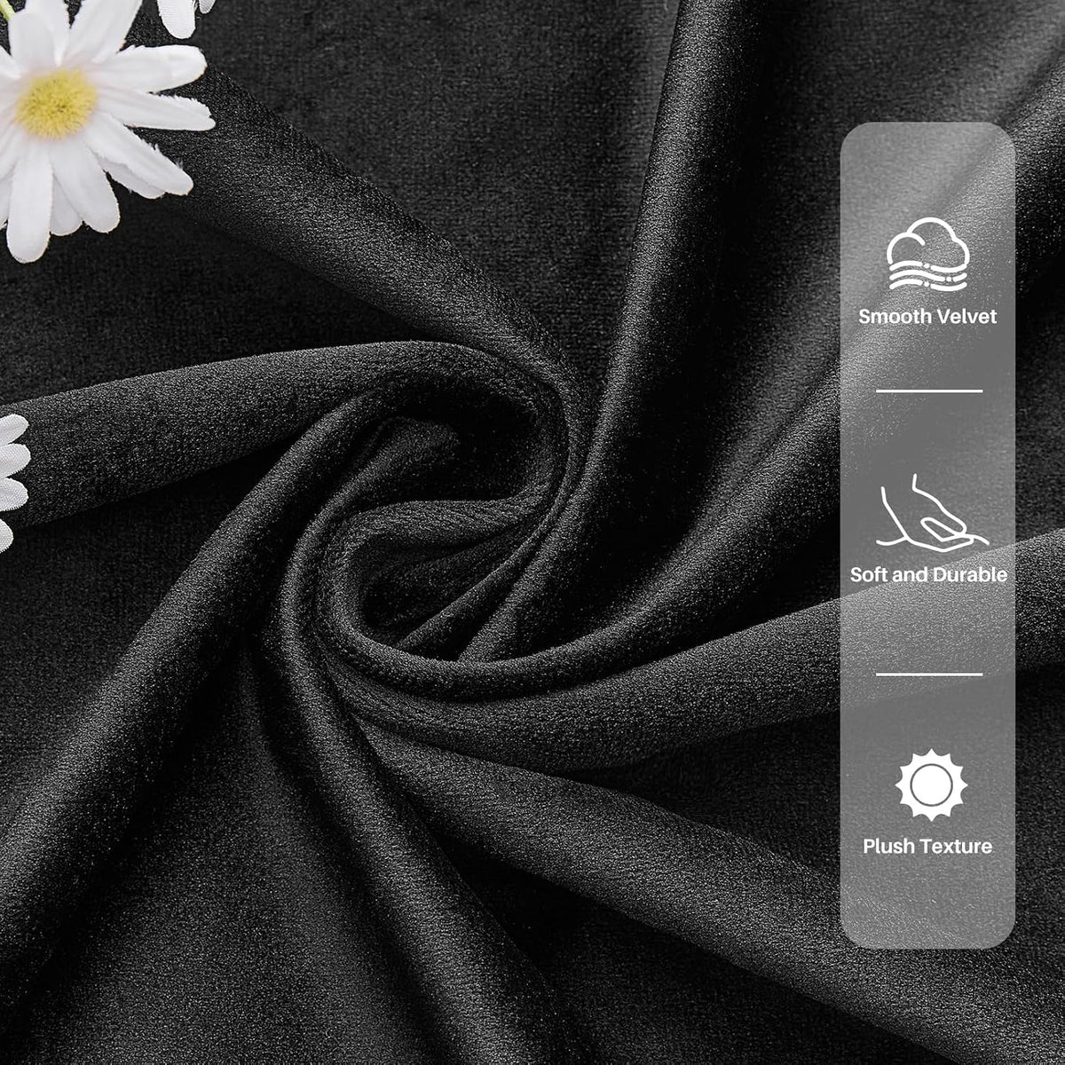 Cortinas opacas de terciopelo negro de 84 pulgadas de largo para dormitorio