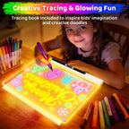 Geokay Tablero de dibujo LED recargable de 16 pulgadas, modos de luz de 9