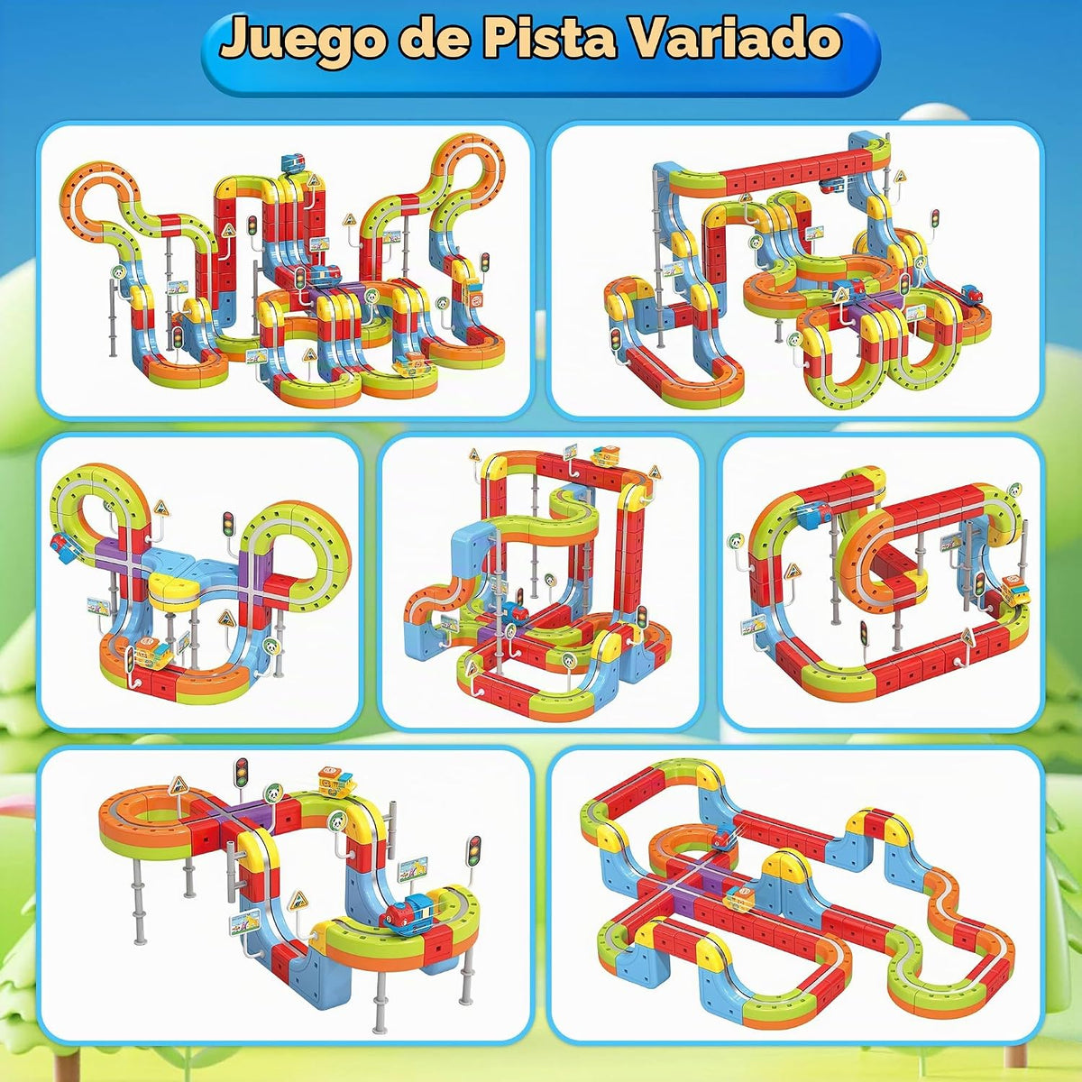 Juego de tren eléctrico para niños, 321 piezas (118 pistas + 2 autos) juego de tren magnético para niños pequeños, juguetes STEM regalos de cumpleaños para niños de 3 a 12 años, kits de pista de