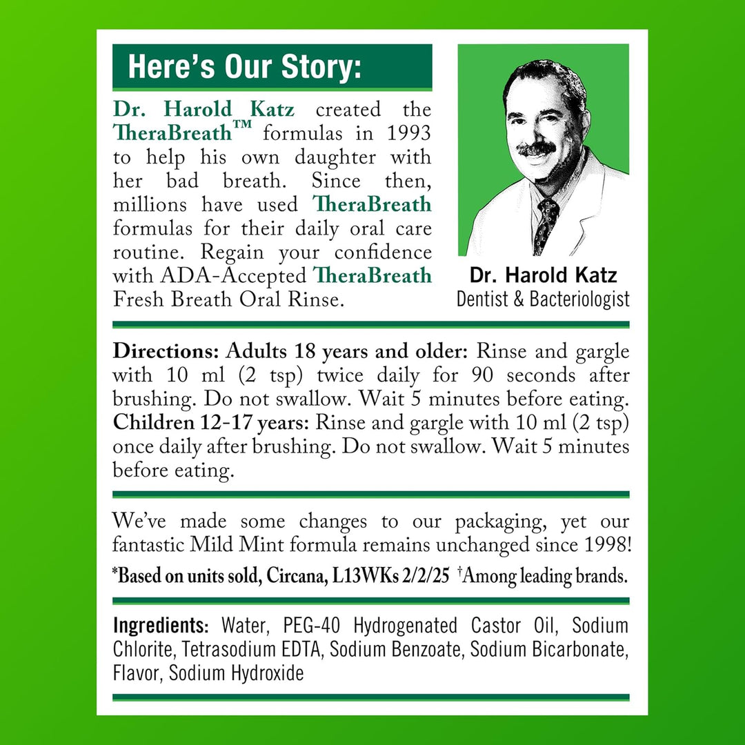 TheraBreath - Enjuague bucal Fresh Breath sabor a menta