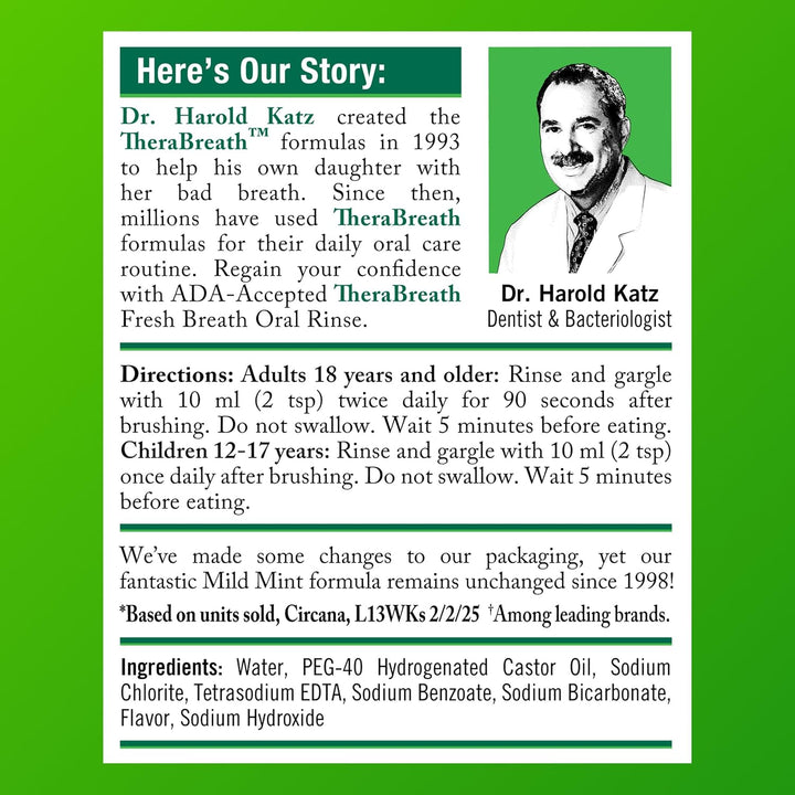 TheraBreath - Enjuague bucal Fresh Breath sabor a menta