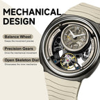 Reloj mecánico automático para hombre 1.693 in banda de silicona plateada