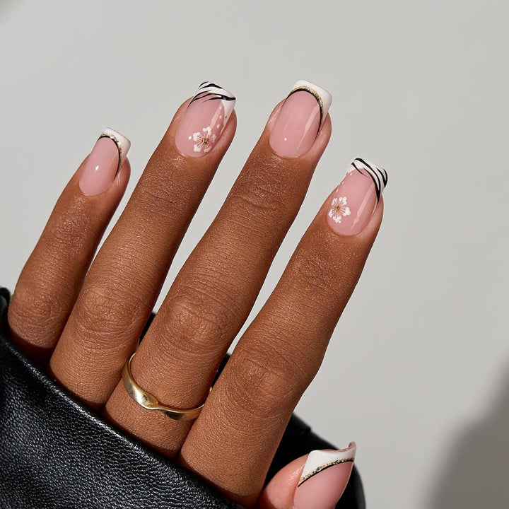 BTArtboxnails XCOATTIPS - Uñas a presión cortas con punta francesa,...