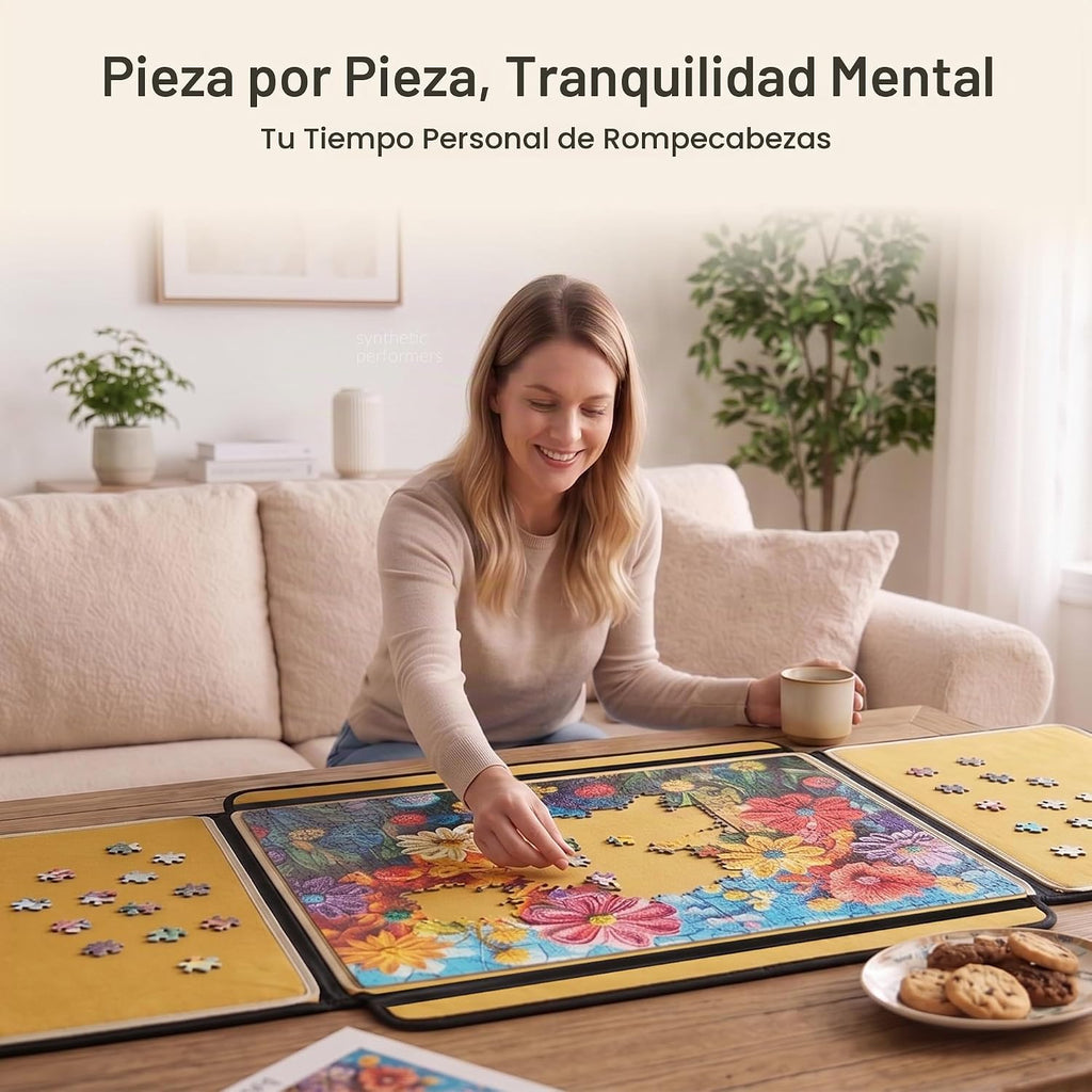 Tablero de rompecabezas de 1500 piezas, tablero de rompecabezas portátil, tablero de rompecabezas de 25 x 35.43 pulgadas, organizador de rompecabezas con bandejas de clasificación y tablero