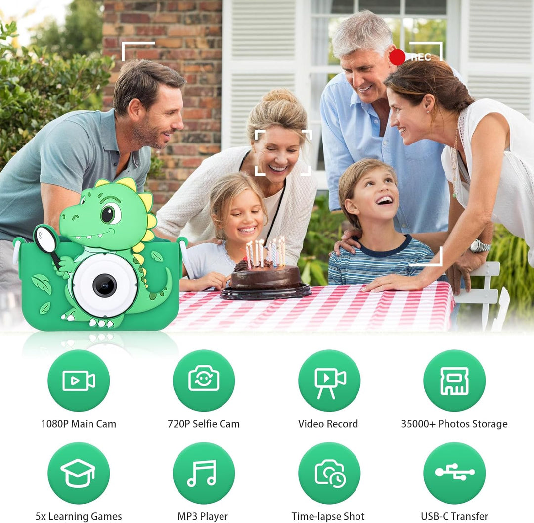 Envyvip Cámara de juguetes de dinosaurio para niños de 3 a 8 años,...
