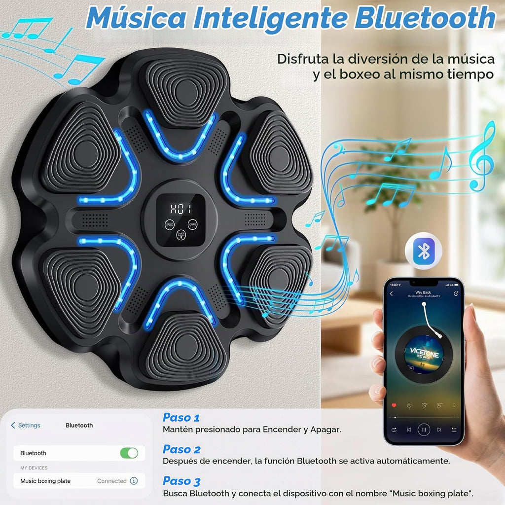 Máquina de Boxeo Musical para Niños, Entrenador de Golpes Montado en Pared con Bluetooth y Guantes de Boxeo, Juguete de Boxeo para Niños y Niñas de 3 4 5 6 7 8 9 10 11 12+ Años