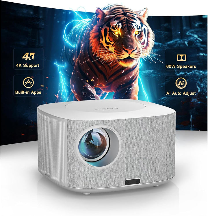 Proyector para exteriores 4K con WiFi y Bluetooth: [3500 Bright\/60...