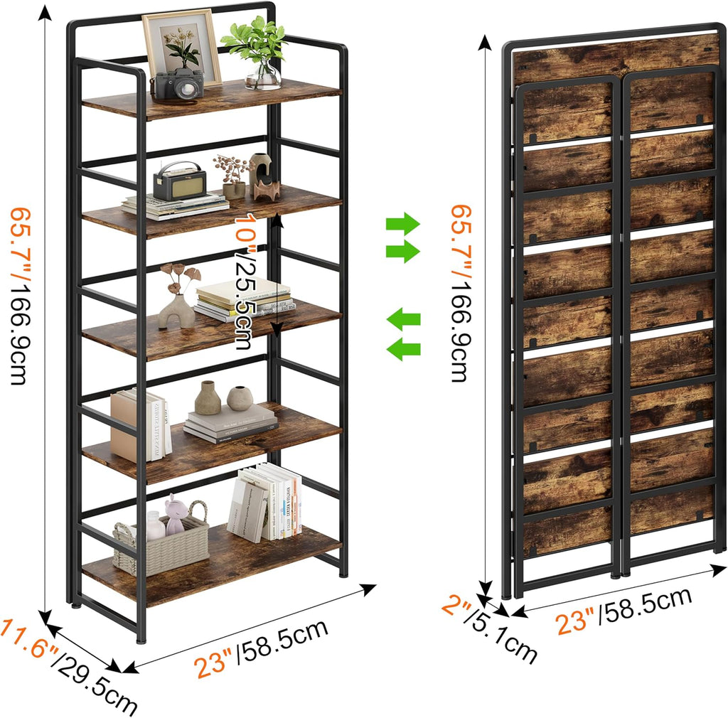 Estantería plegable de 5 niveles,Sin montaje,Almacenamiento de madera