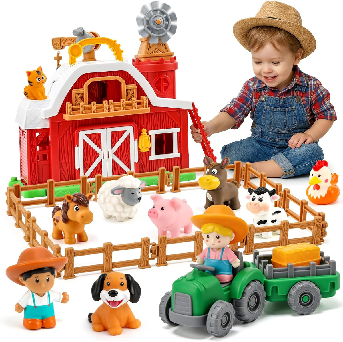 Set de Juguete Granero Todo en Uno, Juguete de Juego de Imaginación para Niños y Niñas 2 3 Años