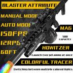 Gel Splat Blaster - Tamaño grande de 32 pulgadas - Luz LED - Accesorios ricos - Modo automático y manual - Batería recargable modular de 7.4 V - para mayores de 15 años