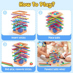 Montessori - Juego de mesa de madera para niños de 4 a 6 años, con 48 palos