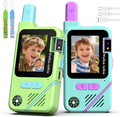 Walkie Talkies de video para niños, paquete de 2 con cámara giratoria de 180°, juguetes de largo alcance, recargable, clip y cordón, regalos de cumpleaños para niños y niñas de 3 a 12 años, interiores