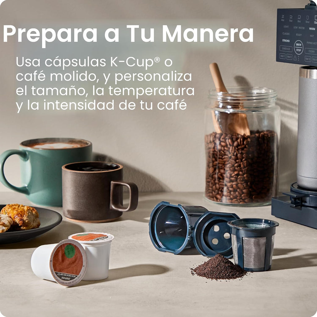 Chefman Caffeinator - Cafetera de una sola porción, Kcups y molidos, cafetera de goteo con ajustes de fuerza de preparación, función de café helado, depósito de agua extraíble de 45 onzas
