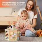 ROBUD Cubo de actividades de madera 13 en 1, juguetes Montessori para niños
