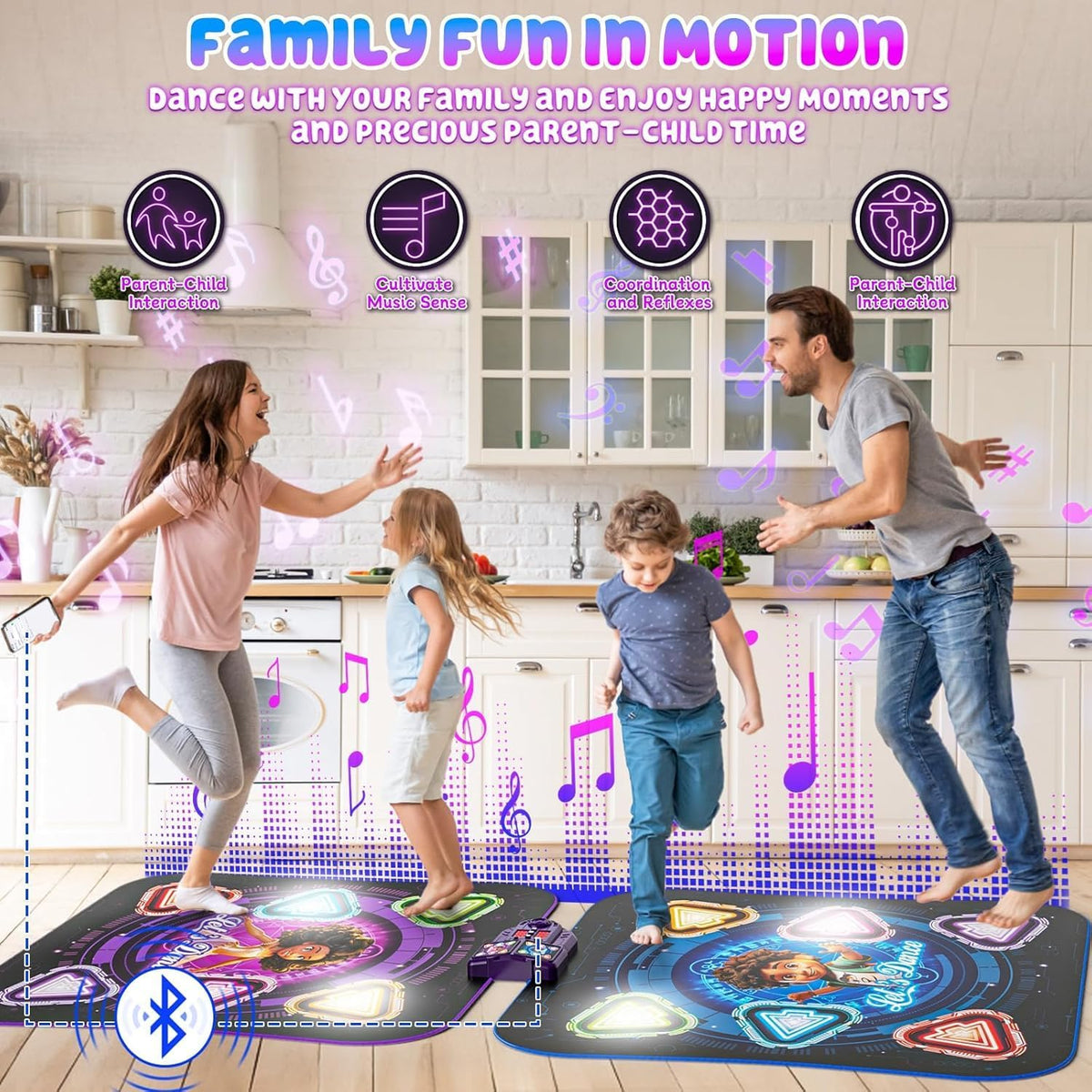 Tapete de baile, recargable con luces, alfombra de baile para 2 jugadores en oposición, juguetes para niños