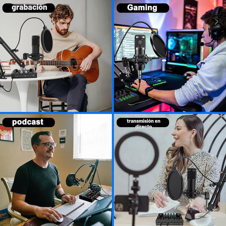 sktome Paquete de Equipo de Podcast para 2, Cambiador de Voz V8s co...