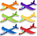 CUKU Paquete de 6 juguetes de avión con luz LED, avión de espuma grande de