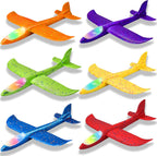 CUKU Paquete de 6 juguetes de avión con luz LED, avión de espuma grande de