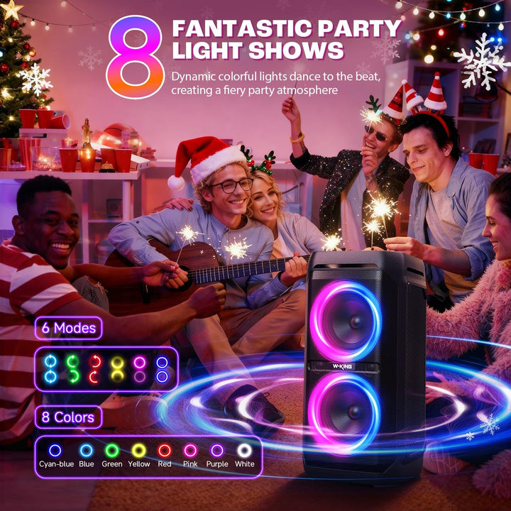 W-KING Altavoz Bluetooth portátil de 240 W, caja de auge fuerte con...