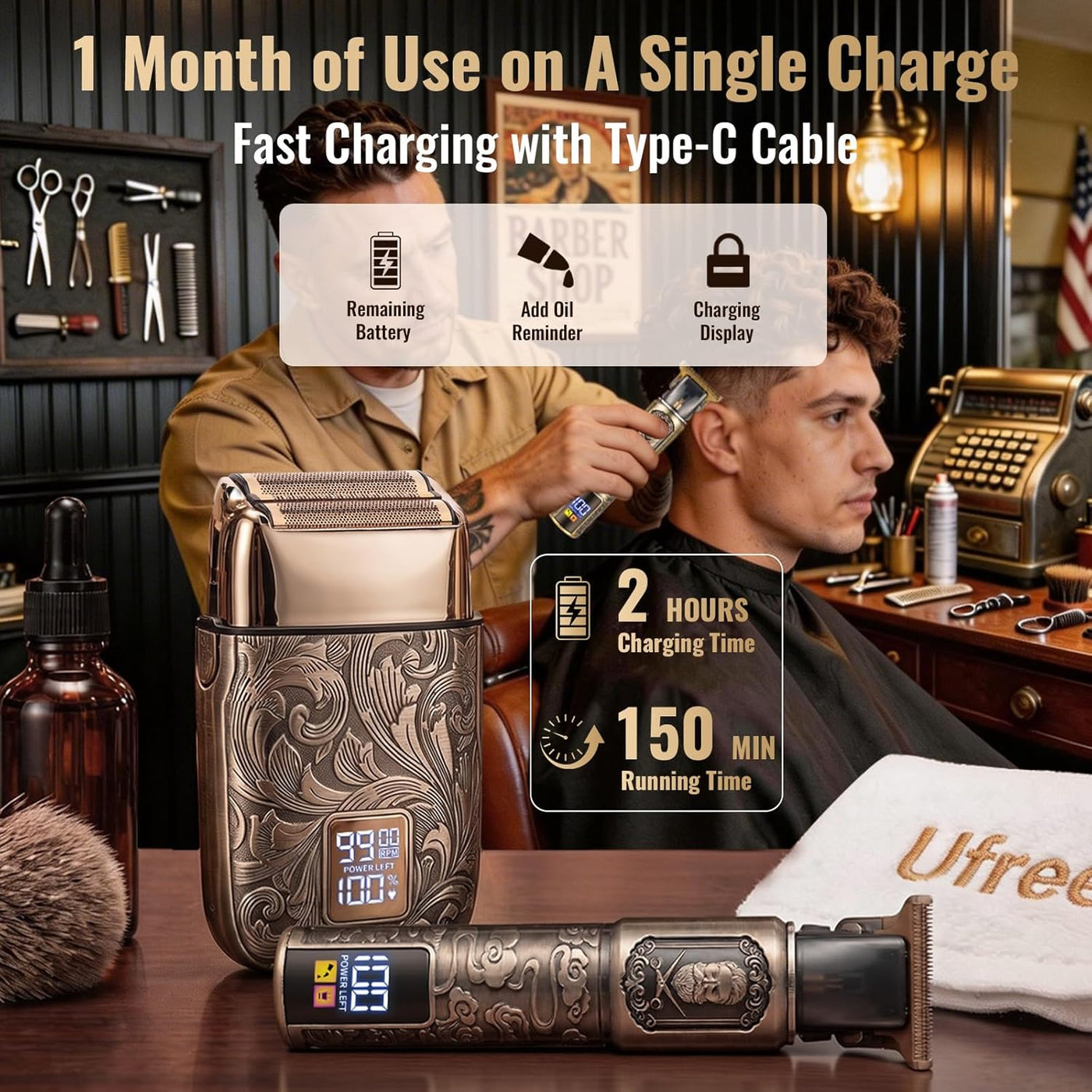 Ufree Afeitadora Eléctrica de Cabezal de Lámina para Hombres, Kit d...