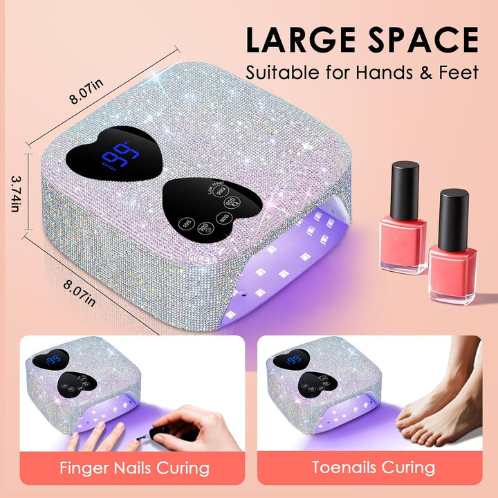 HUITINE - Lámpara de uñas LED UV, inalámbrica, 80 W, recargable, lu...