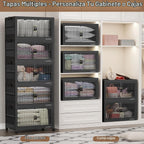 BROVIEW 600Qt Contenedores de Almacenamiento Apilables con 5 Tapas, Organizador Extra Grande para Armario Cajones Plegables con Ruedas, Contenedores de Plástico Plegables para Cocina y Hogar, Paquete de 5 Negro
