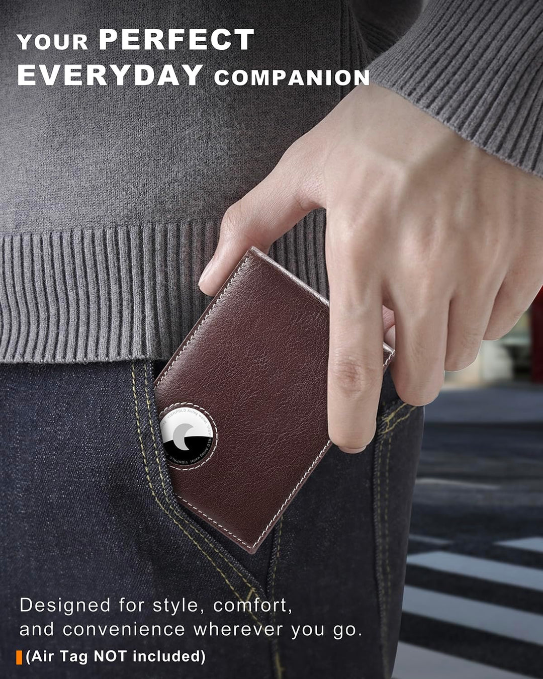 VISWORLD Billetera para hombre con soporte para Airtag, billetera p...