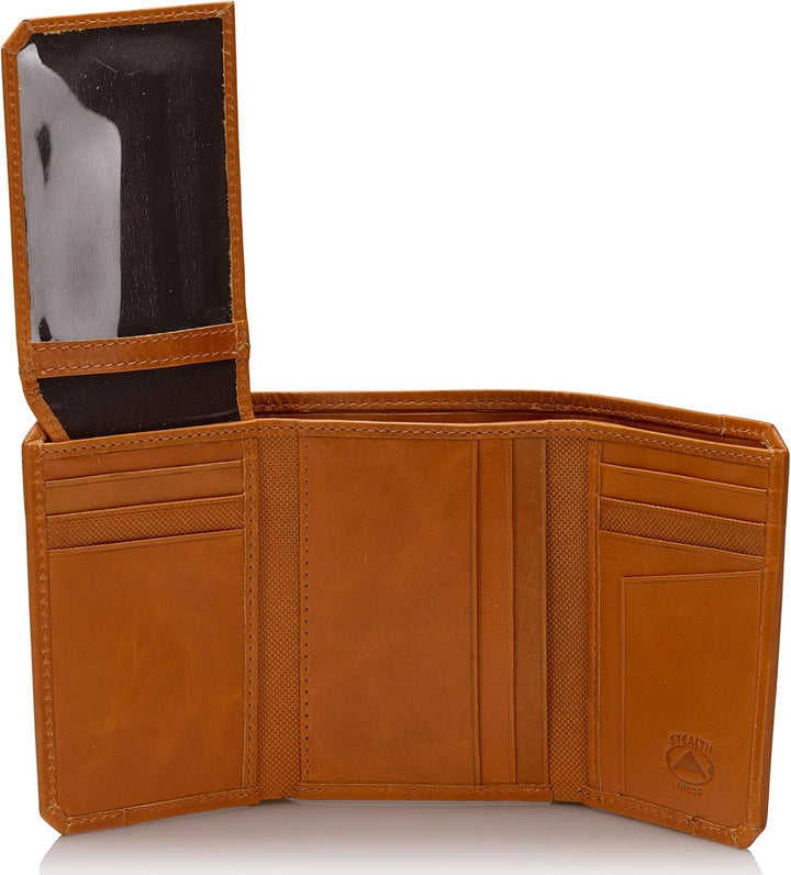 Stealth Mode Cartera triple de piel con bloqueo RFID para hombre, b...