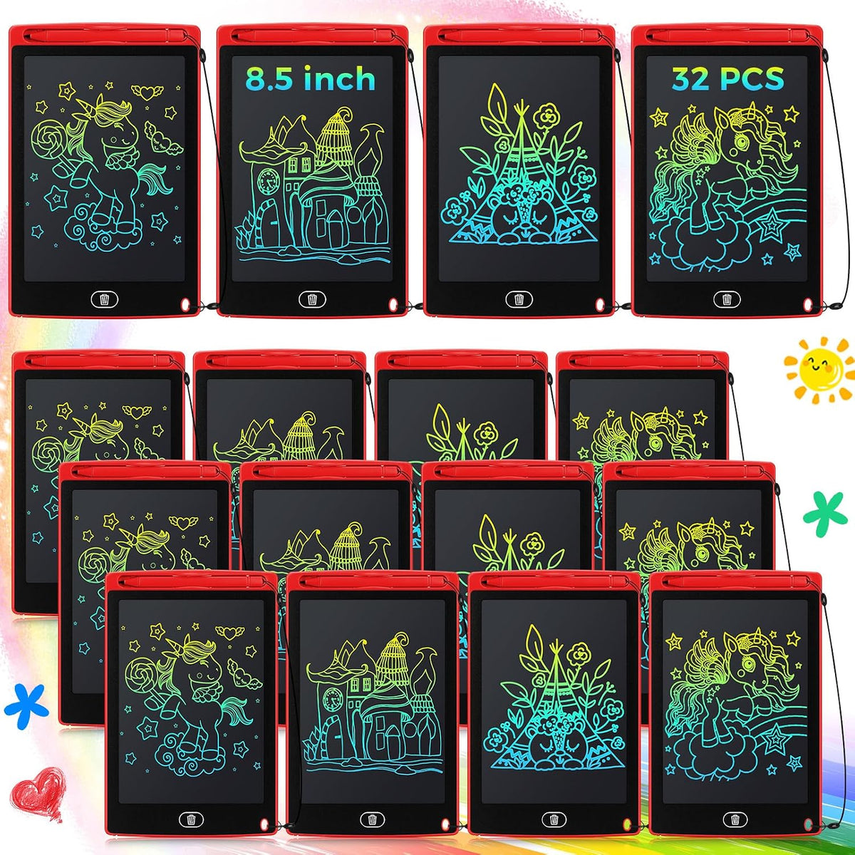 Zhehao Tableta de escritura LCD de 32 piezas para niños 8.5 "borrable